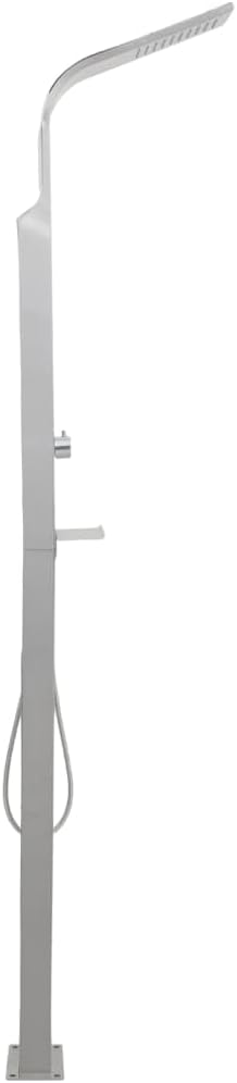 Gartendusche Einstellbare Temperatur Pooldusche für Garten Pool Edelstahl Gebogen Silber 15 x 44 x 2