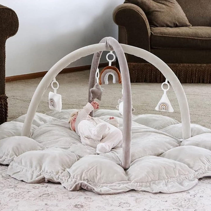 5-in-1 Baby Spieldecke,Krabbeldecke für Baby Spielmatte, Krabbelmatte mit Spielbogen 5 abnehmbarem B