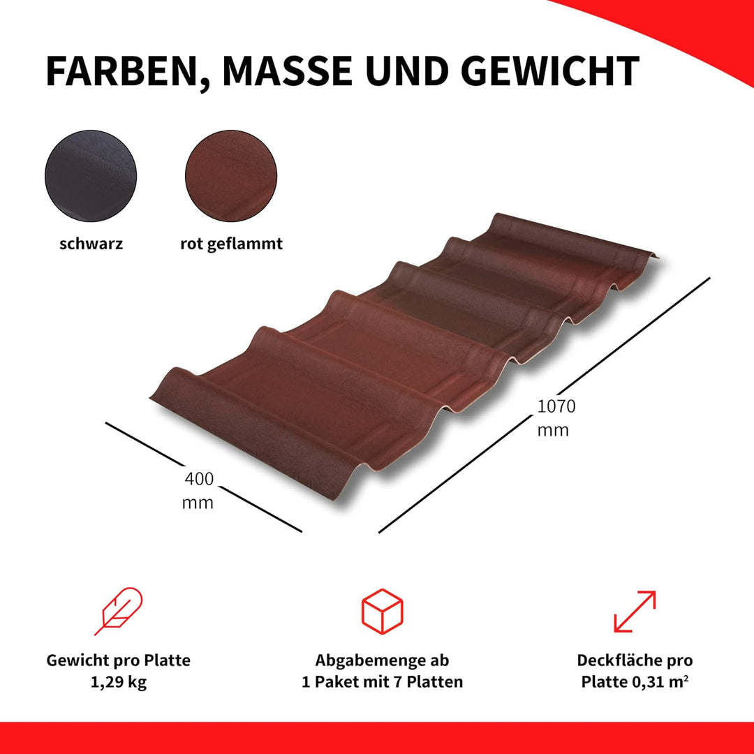 ONDUVILLA Dachplatten Bitumenwellplatten Dachsystem zum Verlegen-Dachmaterial wetterfest&amp;langlebig–F