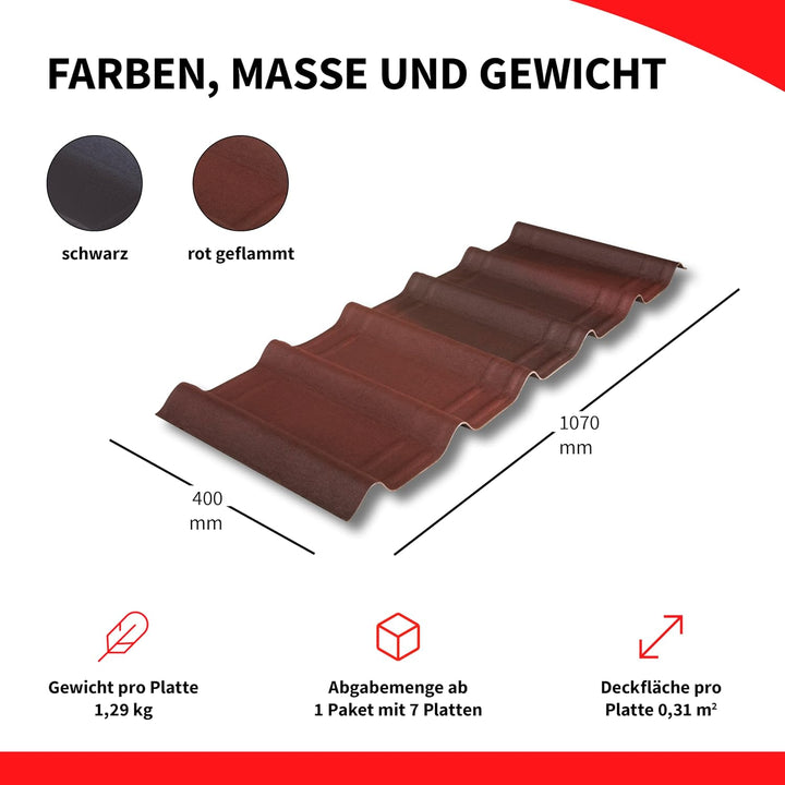 ONDUVILLA Dachplatten Bitumenwellplatten Dachsystem zum Verlegen-Dachmaterial wetterfest&amp;langlebig–F