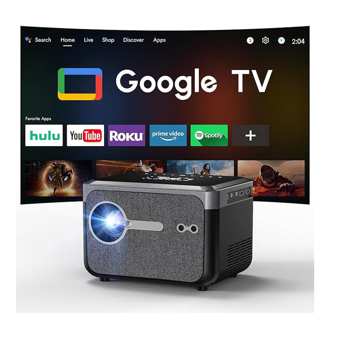 Tragbarer 4K Smart Beamer mit Google TV, 1200 ANSIBeamer Heimkino, MEMC,Dual-Helligkeit Modus, Kurzd