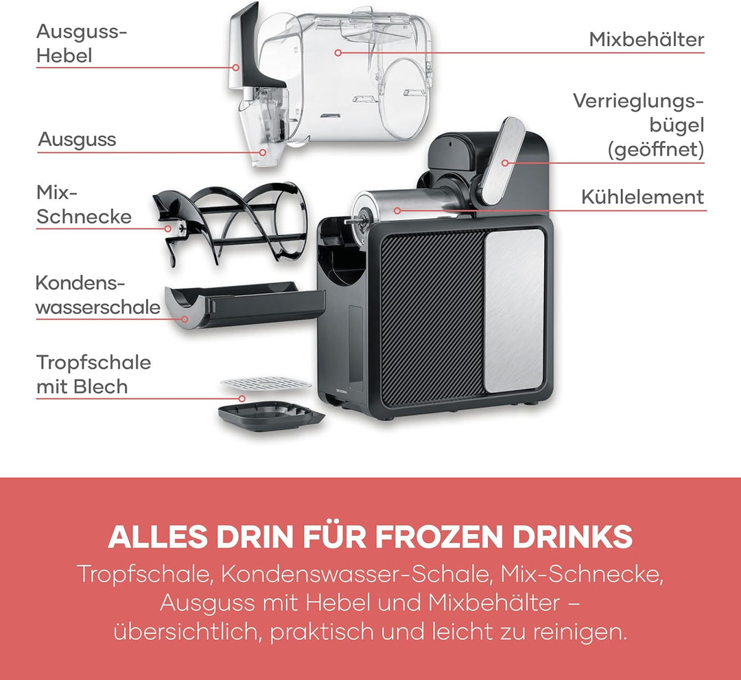 Severin Slush-Eis-Maschine für zu Hause, Eis-Cocktails, Frappé, Milchshakes, 15 min Technologie, Ice