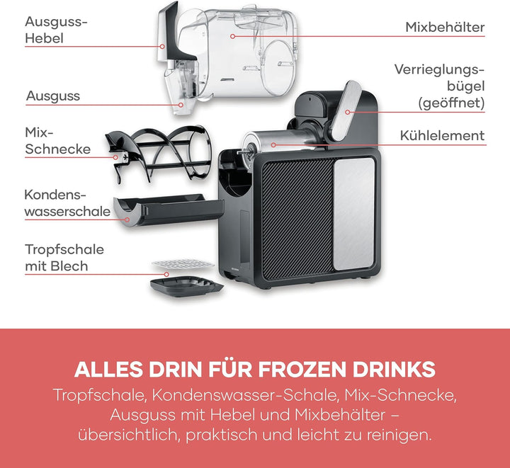 Severin Slush-Eis-Maschine für zu Hause, Eis-Cocktails, Frappé, Milchshakes, 15 min Technologie, Ice