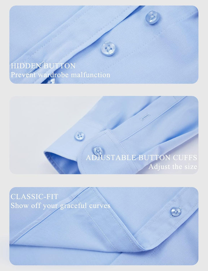 Tapata Damen Button Down Shirts Klassisch Fit Lange Ärmel Blusen Stretch Tops für Arbeit Business Ca