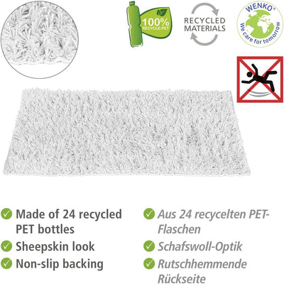 WENKO Badematte Lanas, nachhaltiger Badteppich hergestellt aus recycelten PET Flaschen in Schafswoll