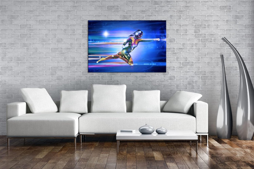 deyoli Geschwindigkeit der Cyber-Suprheldin Format: 80x60 als Leinwandbild, Motiv fertig gerahmt auf