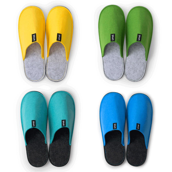 Gästehausschuhe 4er Set Mann und Frau Winter warm Antirutsch Unisex Gästepantoffeln aus Filz hochwer
