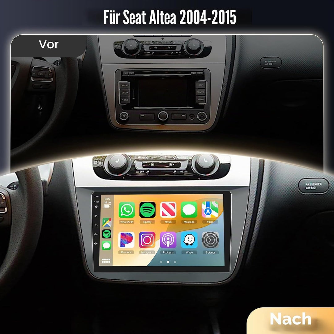 Podofo Carplay Autoradio für Seat Altea 2004-2015(Linkslenker),Android 2G+32G HiFi Android Auto GPS