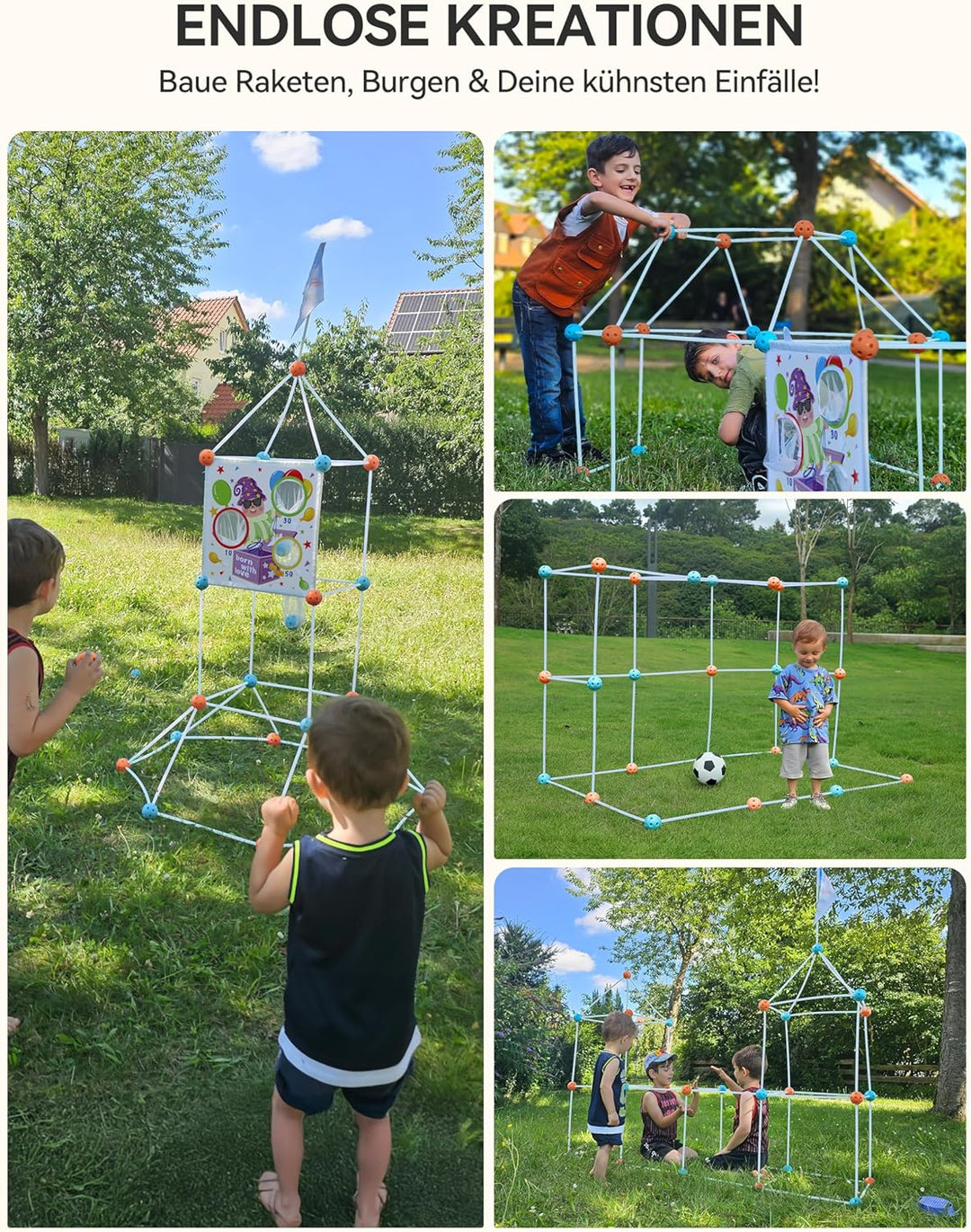 besrey Höhle Kinder – 133PCS Konstruktionsspielzeug mit Wurfspiel, Outdoor Garten Spielzeug, Kreativ