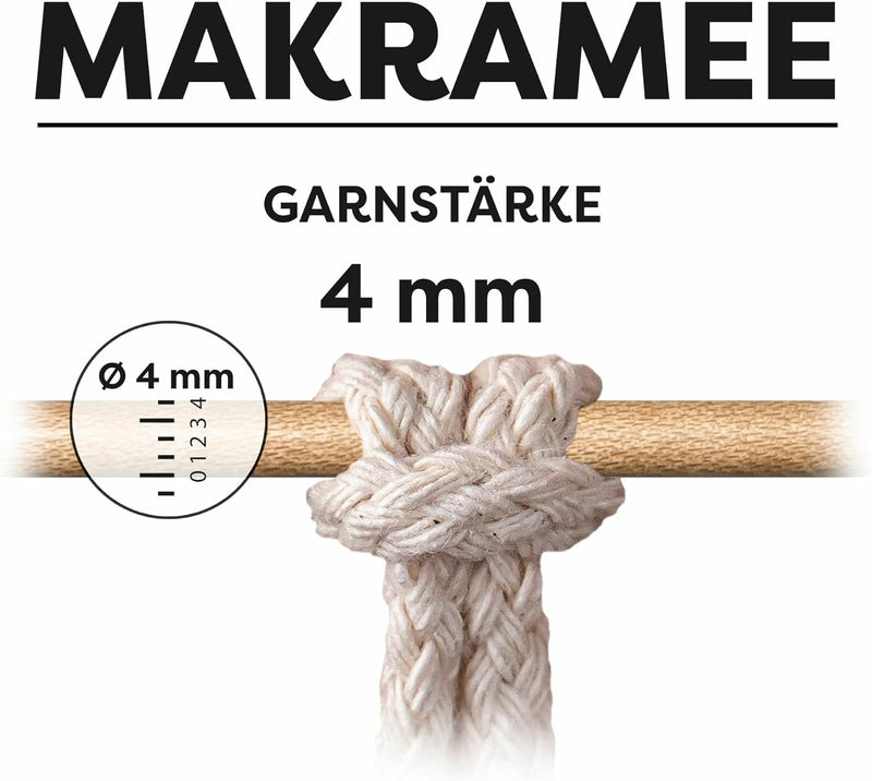 myboshi Makramee-Garn, geflochten 4mm, Made in Germany, Naturgarn, das Kreativgarn für orientalische