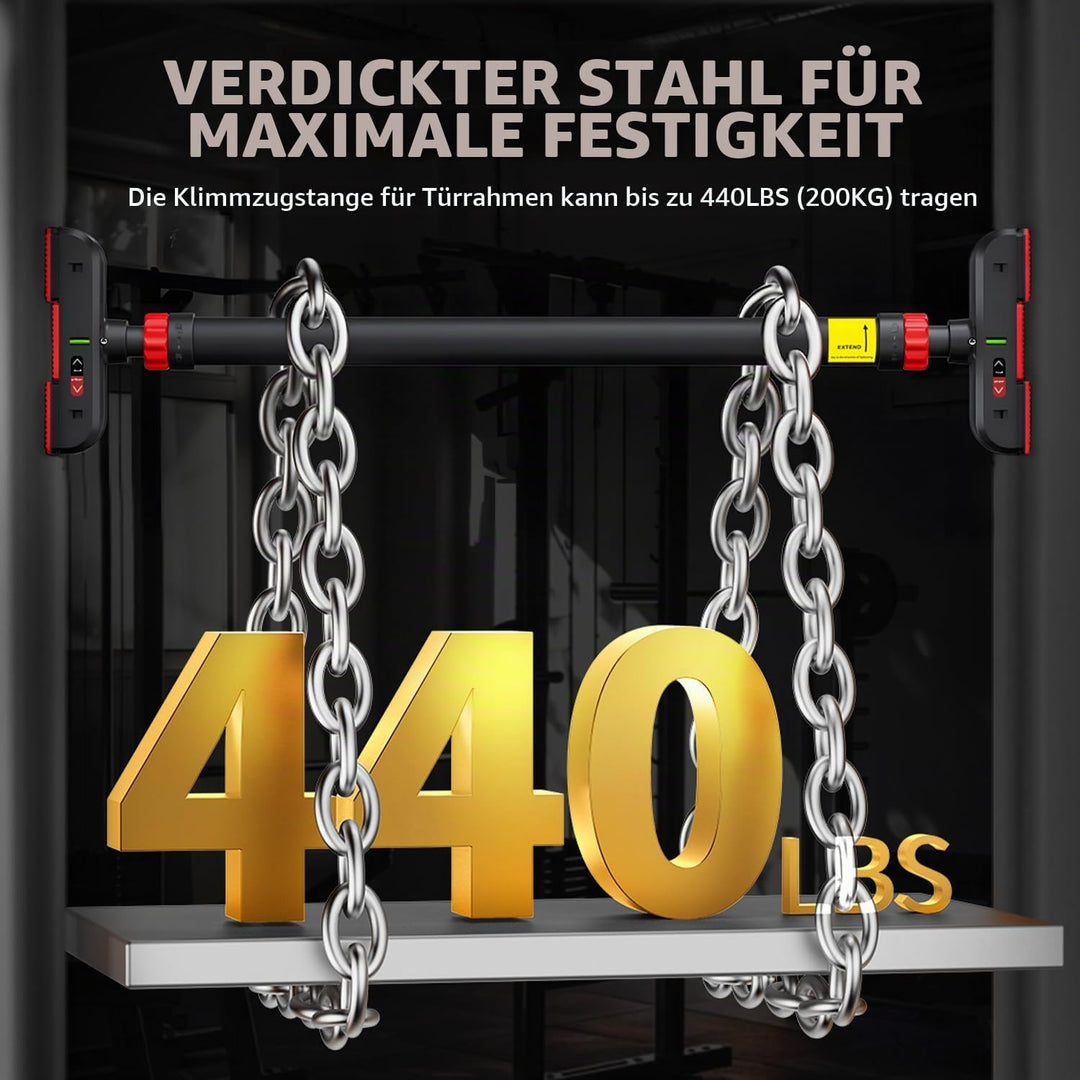 Klimmzugstange für Türrahmen ohne Schrauben mit innovativer Gewindesperre für sicheren Halt – Pull U