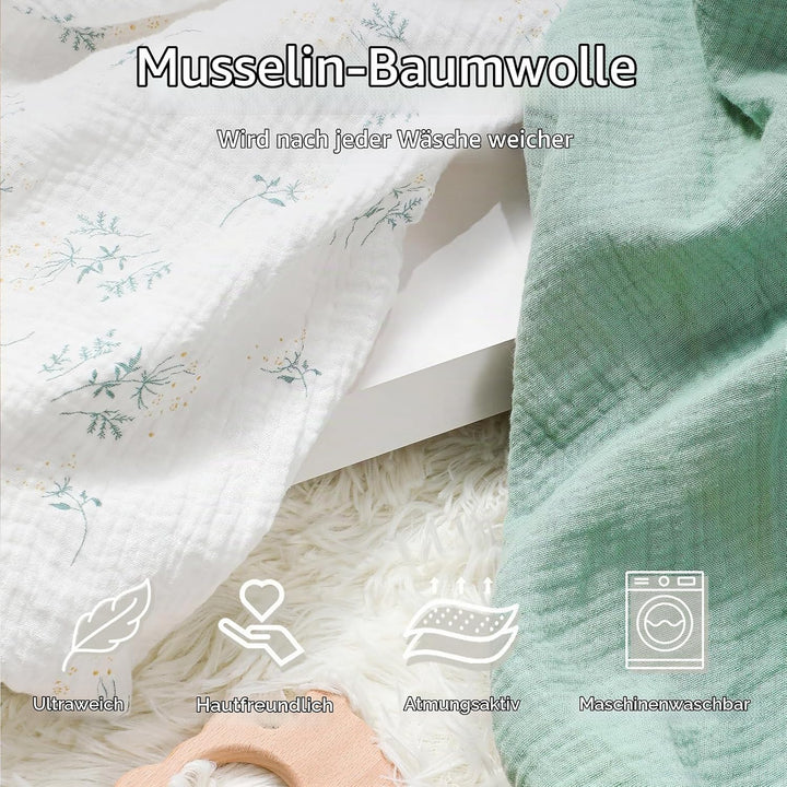Kapuzenhandtuch Baby 2er-Pack, Musselin Baumwolle Baby Handtuch Kapuze, Ultraweiche und Saugfähige B