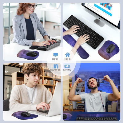 TECKNET Mauspad mit Handauflage, Gelkissen Mousepad und Ergonomische Memory Foam Tastatur Handgelenk