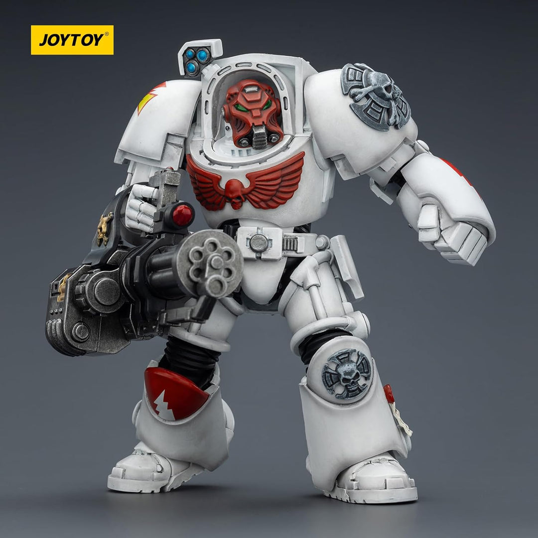 JOYTOY Warhammer 40K White Scars Terminator 3 with Power Fist and Assault Cannon 1/18 Action Figur，S