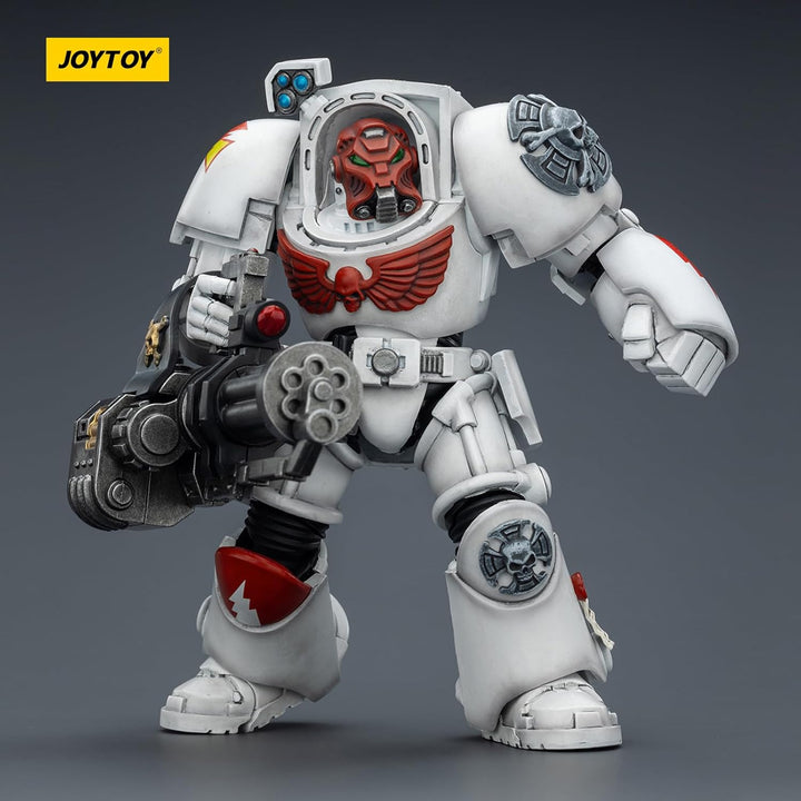 JOYTOY Warhammer 40K White Scars Terminator 3 with Power Fist and Assault Cannon 1/18 Action Figur，S