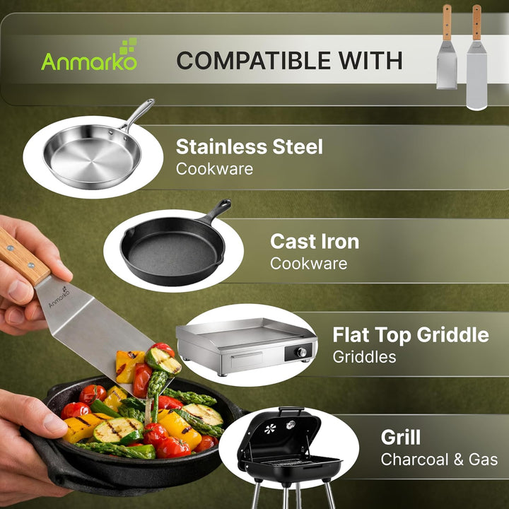 Professionelles Grillspachtel Set – Edelstahl Metallspachtel und Grillschaber – Schwerer Spachtel Gr