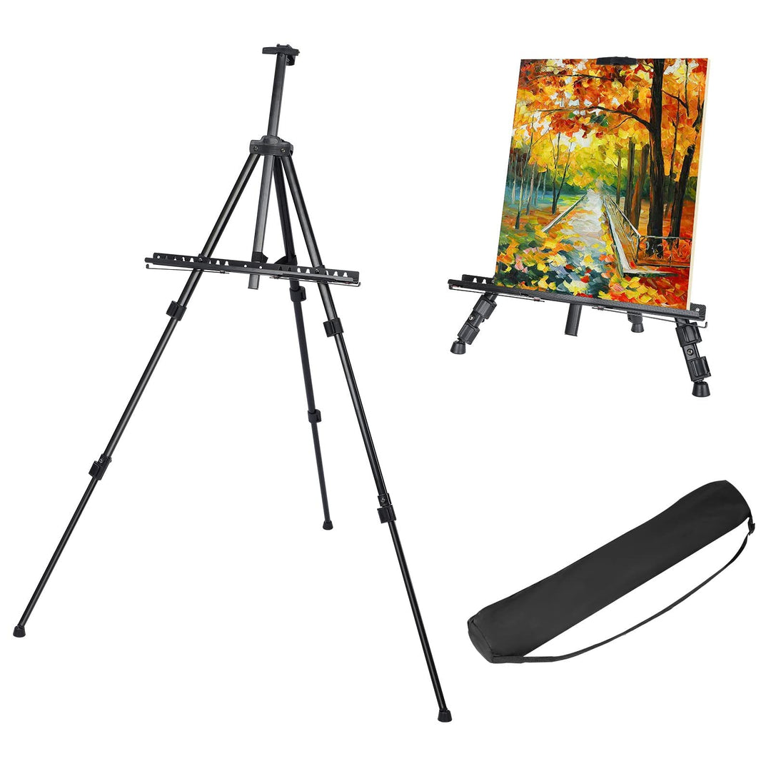Trintion 2 Stück Aluminium Staffelei 50-167cm Verstellbar Feldstaffelei Schwarz Anzeigen Atelierstaf