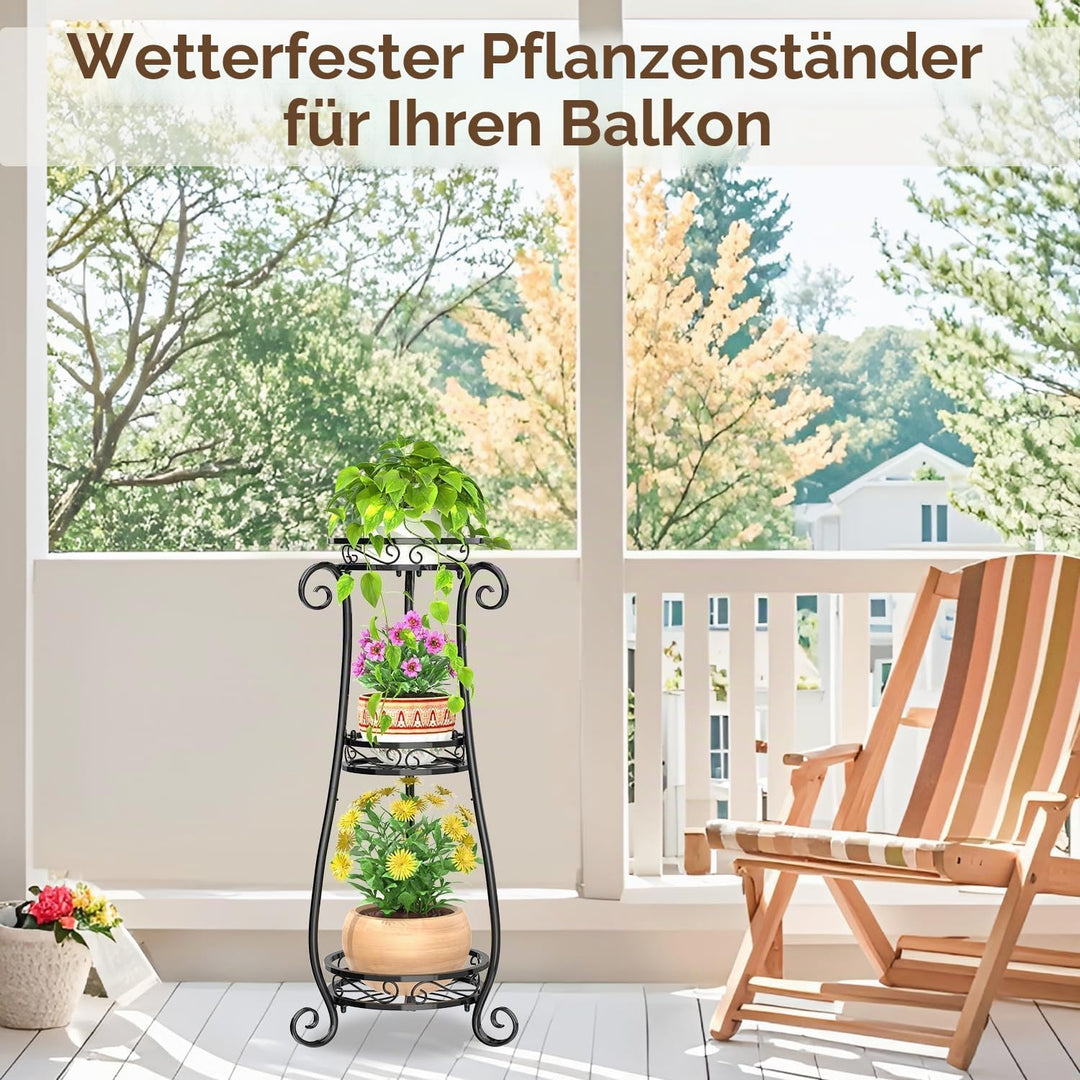 VASZOLA 3 Etagen Metall Pflanzenständer Blumentopfständer, 87cm Pflanzenregal Blumenregal für innen,