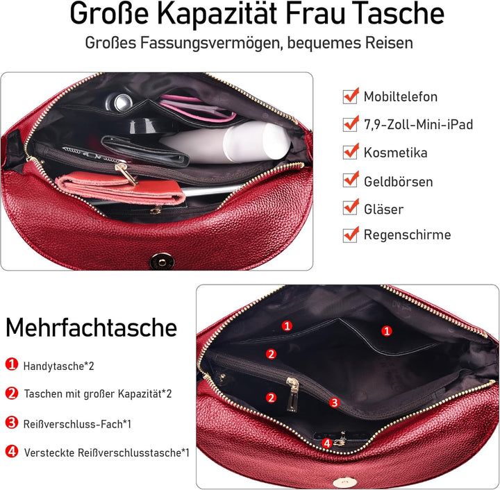 DORRISO Elegant Damen Umhängetasche Frauen Handtasche Schultertasche Casual Umhängetaschen Damen Rei