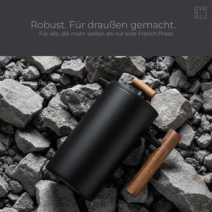 Lambda Coffee® French Press Thermo I 0,6 Liter - 3 Tassen I 3 Grössen erhältlich I Doppelwandig: Häl