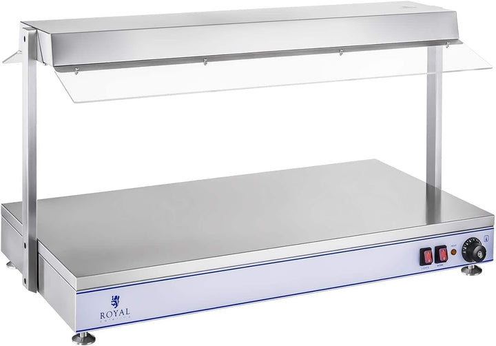 Royal Catering RCHP-120 Warmhalteplatte 2.000 W Arbeitsfläche 120 x 50 cm Edelstahl 4 Halogenlampen