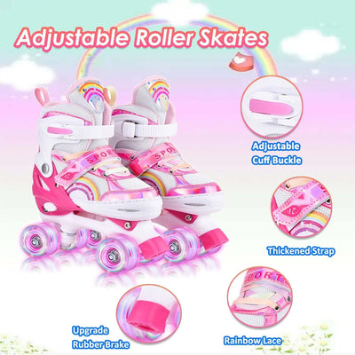 YUDOXN Rollschuhe Mädchen Verstellbar.komfortabl LED Rollerskates für Jugendliche und Anfänger.3 Grö