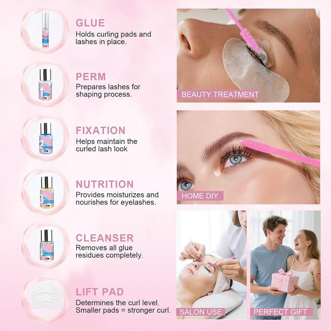 Wimpernlifting Set mit Schwarz, 2025 Lash lifting set mit Schwarz Professionell, Natürliche & Dicker