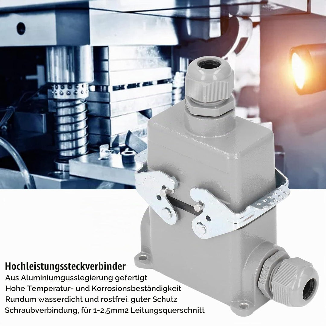 Rechteckiger Schwerer Steckverbinder IP65 16A 500V Wasserdichter Steckverbinder Flammhemmende Schrau