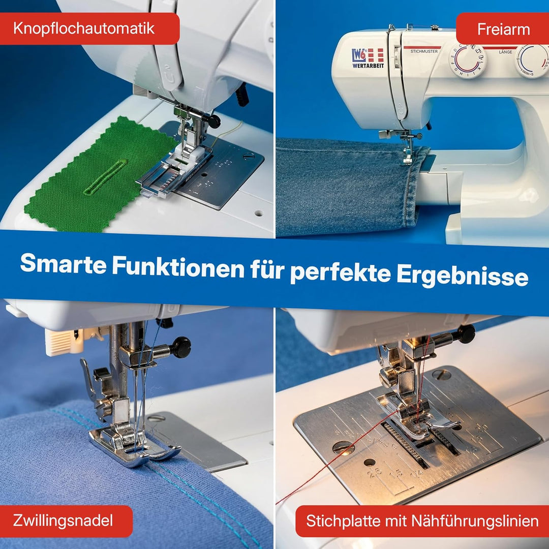 W6 WERTARBEIT N 1235/61 Nähmaschine (Freiarm Super Nutzstich-Nähmaschine (29 Programme)) weiss Stand