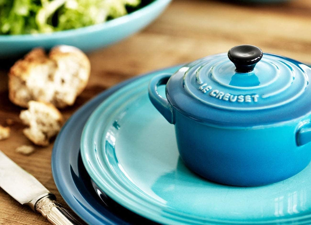 Le Creuset 4er-Set Mini Cocottes aus Steinzeug, je 200 ml, 10 x 5 cm, Meeresbrise (Grün/Türkis/Blau/