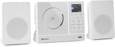 auna Connect Vertical - Internetradio, 2 x Lautsprecher (2 x 10 Watt), MP3-fähiger CD-Player, Intern