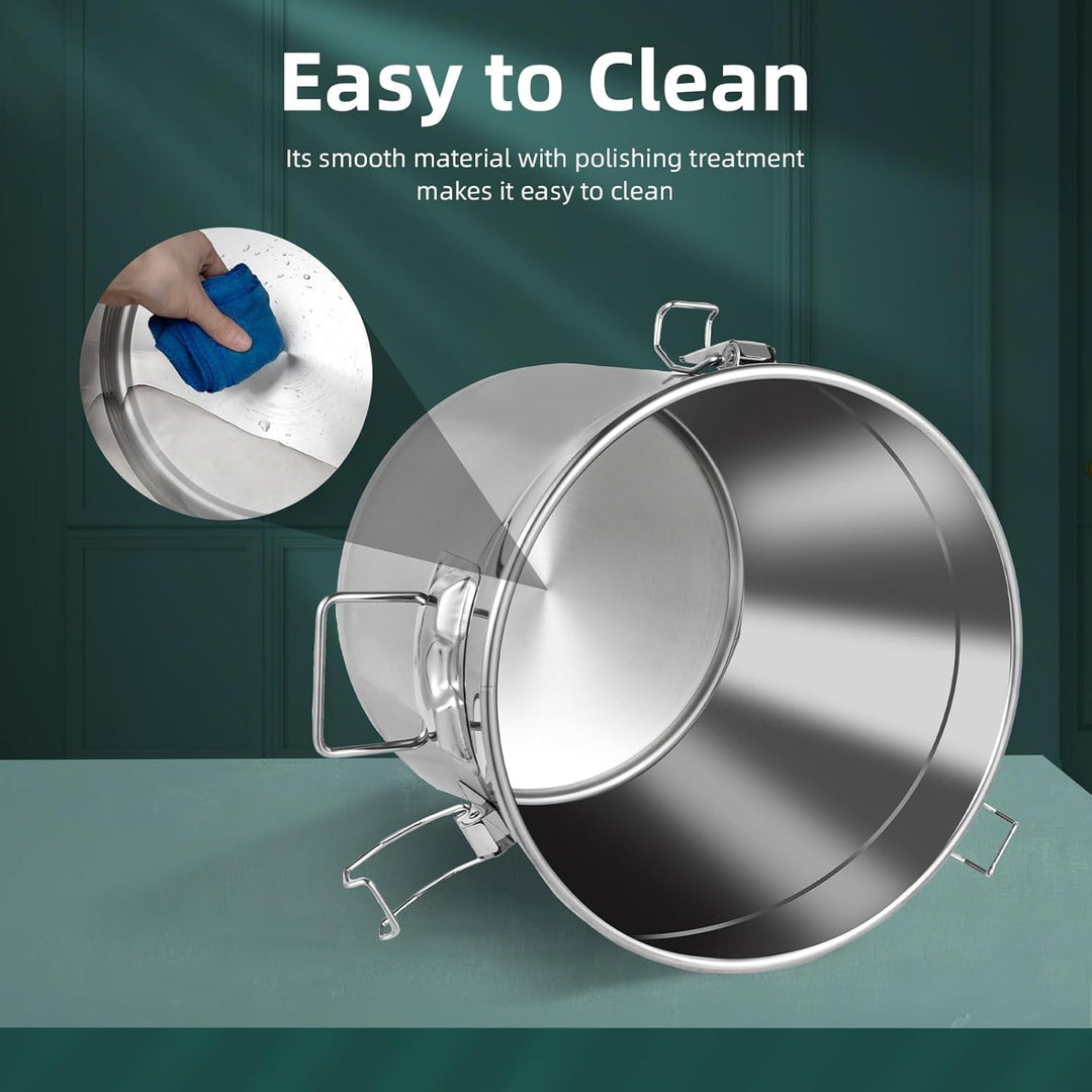 21L Edelstahl Getreidebehälter, Reis Edelstahlspender mit Deckel Küche Aufbewahrungseimer Vorratsdos