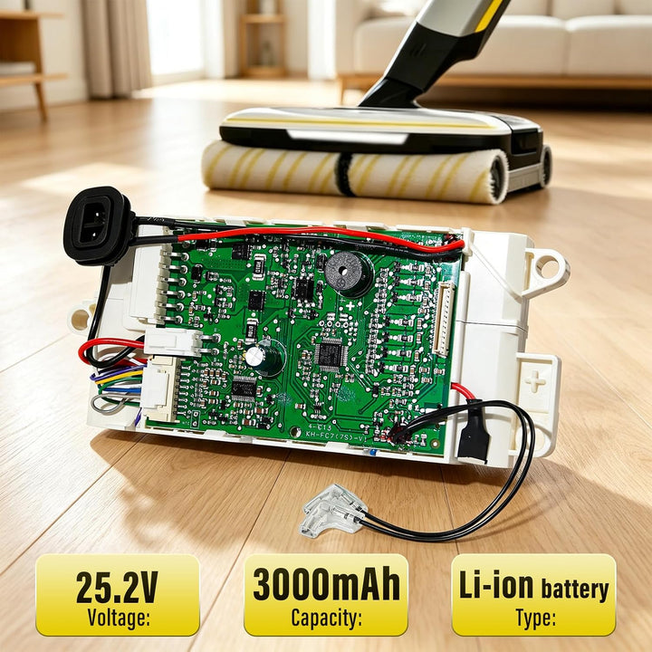 3000mAh 25.2V Akku für Kärcher FC7 Serie Staubsauger | Kompatibel mit Kärcher Staubsauger Akku：9.013