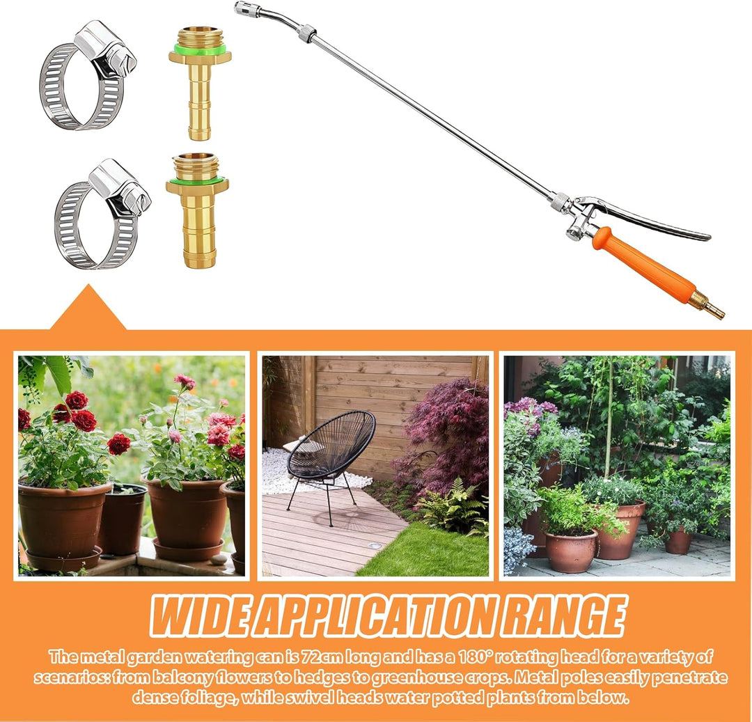 72 cm Garten Giessstab Metall: Sprühstab mit 180° schwenkbaren Kopf, Lang Gartenbrause mit Daumenste