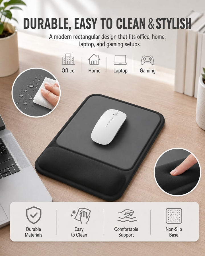 Mauspad mit gelkissen Handgelenkauflage,mousepad ergonomisch Vertieftes Anti-Druck Design, Rutschfes