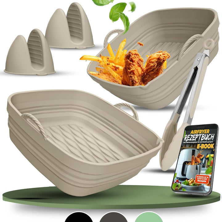 Silikonform-Set faltbar & extra dick für Heissluftfritteusen ab 3,7L-8L mit Zubehör | Airfryer Silik