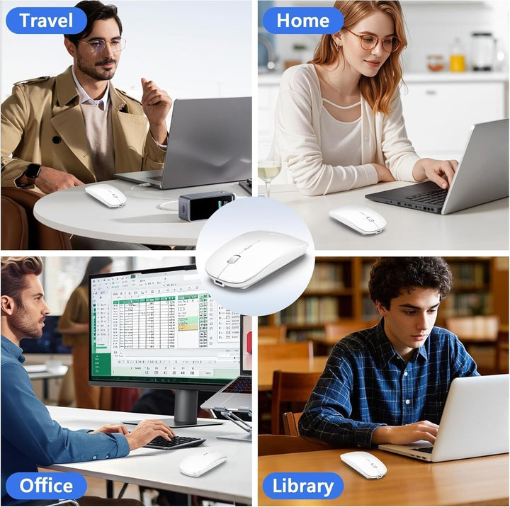 Mouse Wireless Bluetooth 5.2/3.0 e ricevitore USB-A/tipo C 2 in 1, Mouse silenzioso Con modalità jig
