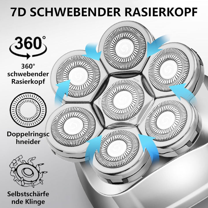 7D Elektrischer Rasierkopf, Ersatz-Rasierklingen für Rotationsrasierer, Universal Doppelring Haarsch