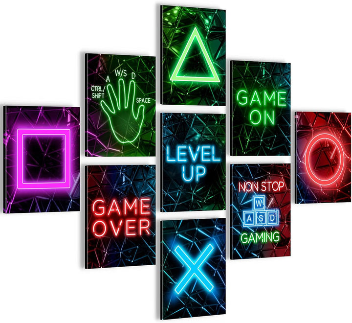 Novart Wandbilder Spielkonsole - KOMPLETT AUFHÄNGFERTIG - Gamer Kinderzimmer Junge Teenager- 9 Moder