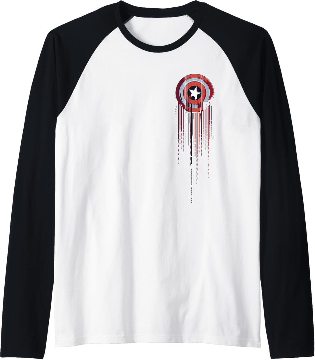 Marvel Captain America Shield Small Print Glitch Raglan