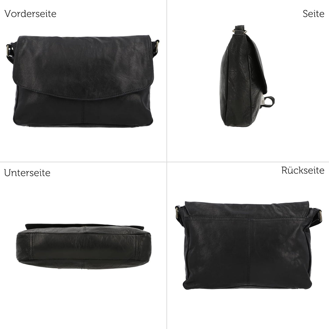 Gusti Handtasche Leder - Maisie Damen Handtasche Schultertasche Umhängetasche Ledertasche klein Schw