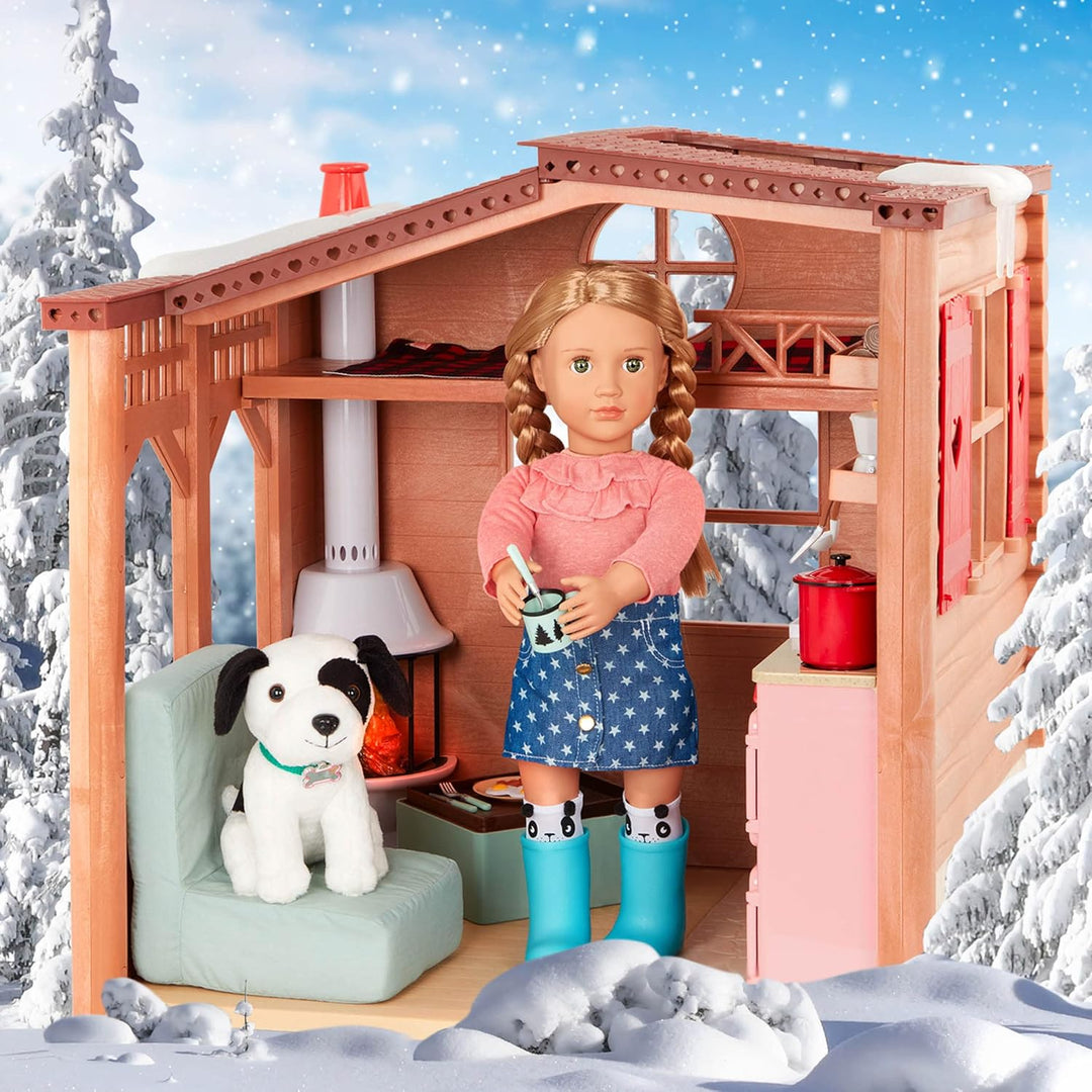 Our Generation - Gemütliche Hütte - Puppenhaus Spielset - Möbel & Spielnahrung - 46 cm Puppe Zubehör