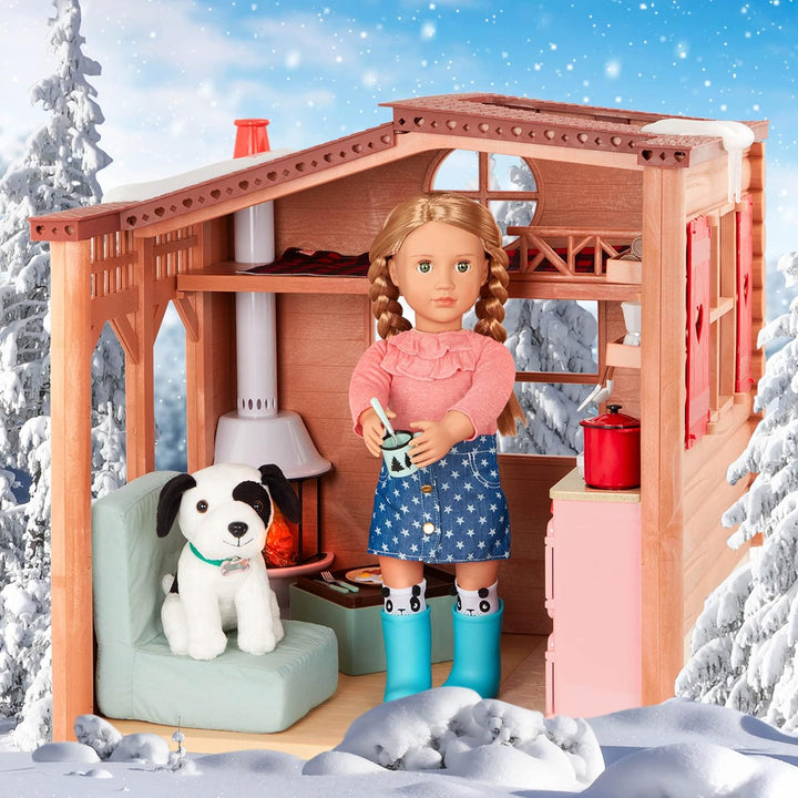 Our Generation - Gemütliche Hütte - Puppenhaus Spielset - Möbel & Spielnahrung - 46 cm Puppe Zubehör