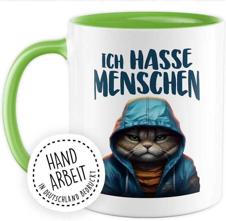 Tasse mit Spruch lustig Schwarzer Humor Geschenk Ich hasse Menschen Kaffeetasse Witz Büro Kollege Be