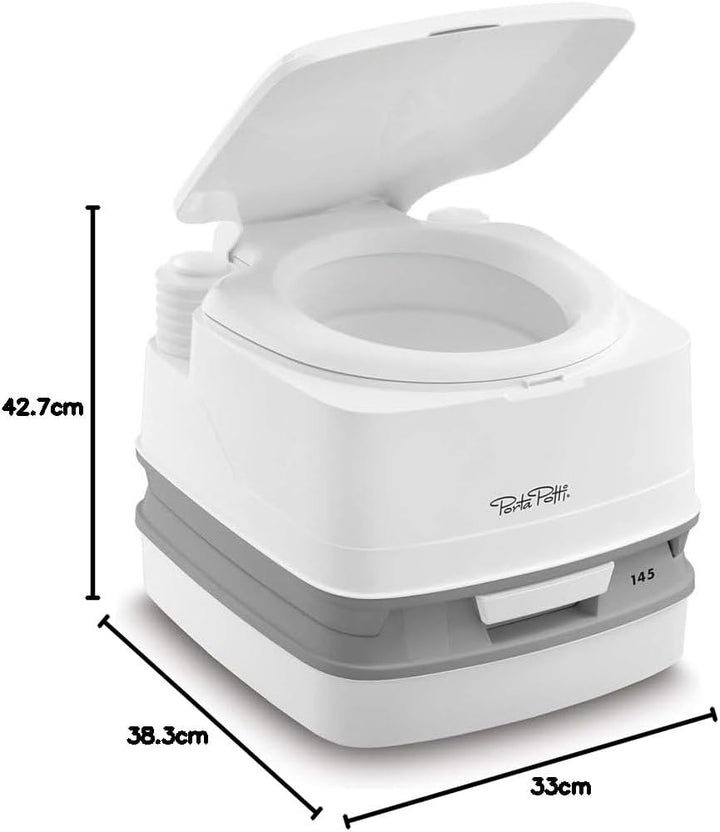 Thetford 92802 Porta Potti 145 Tragbare Toilette Qube, Weiss-Grau, 330 x 383 x 427 mm Porta Potti 14