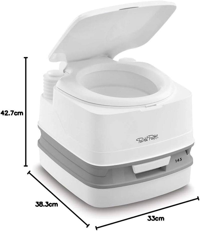 Thetford 92802 Porta Potti 145 Tragbare Toilette Qube, Weiss-Grau, 330 x 383 x 427 mm Porta Potti 14