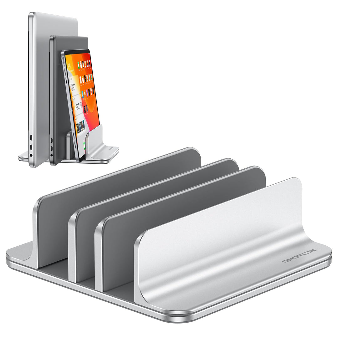 OMOTON 3 Slot Aluminium Vertikal Laptop Ständer, Verstellbarer Notebook Ständer, Laptop Halterung fü