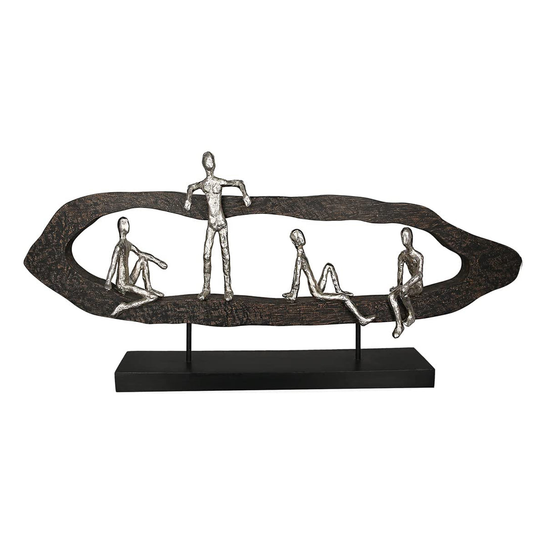 Casablanca modernes Design GILDE Deko Skulptur Figur - Beste Freunde - Hang Out Silber, Holz/Alu - B