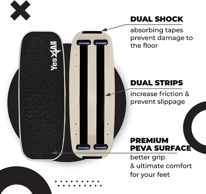 Yes4All Indoorboard aus Holz, Surf Balance Board mit glatter Oberfläche und Rolle für alle Trainings