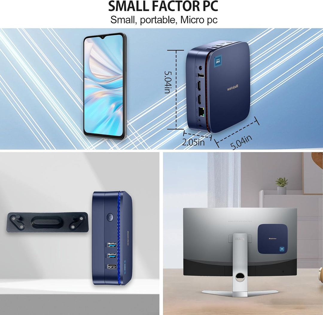 Blackview Mini-PC Windows 11 Pro, Mini-PC, 16 GB RAM + 1 TB M.2 SSD Mini Desktop-PC Intel 11. Genera